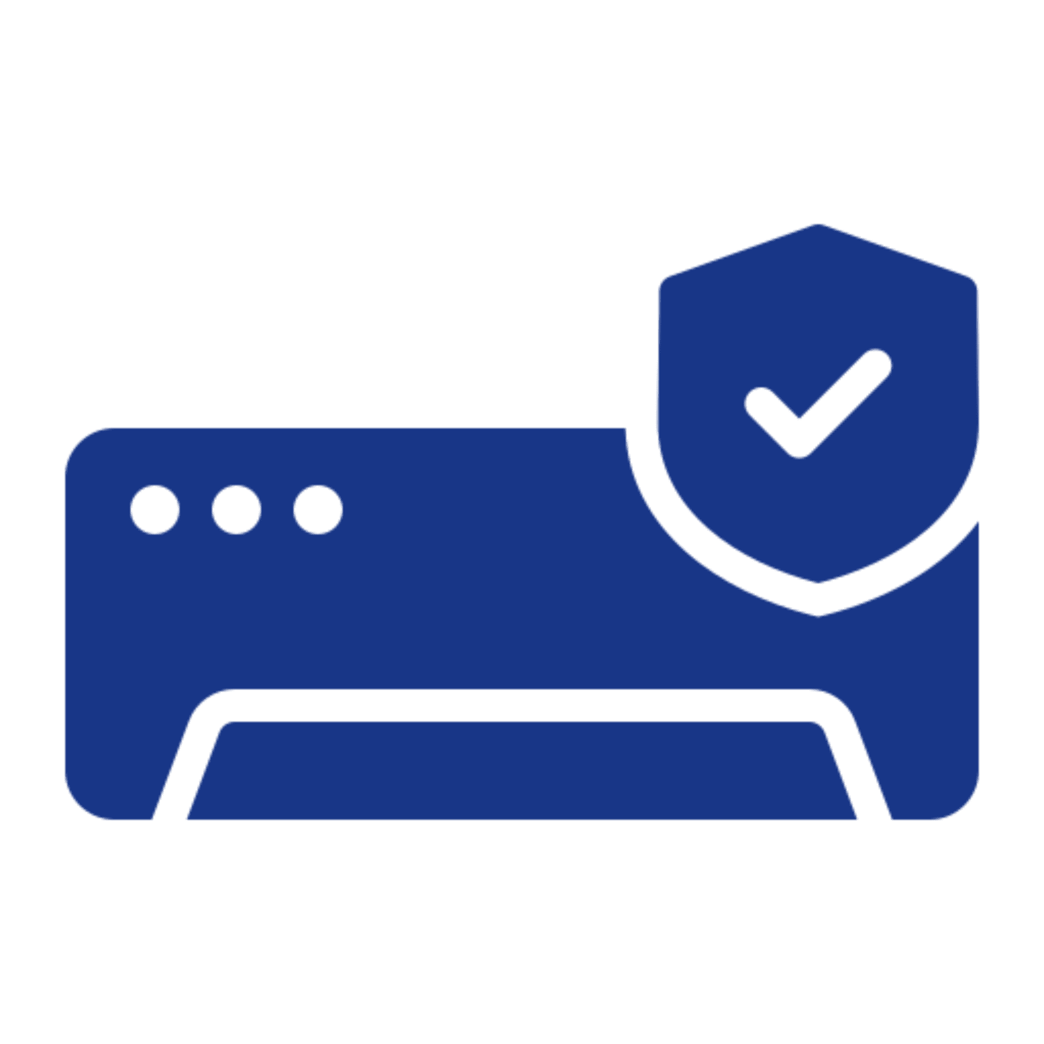 Secure server graphic with checkmark