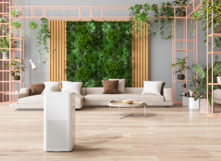 Minimalist room with air purifier